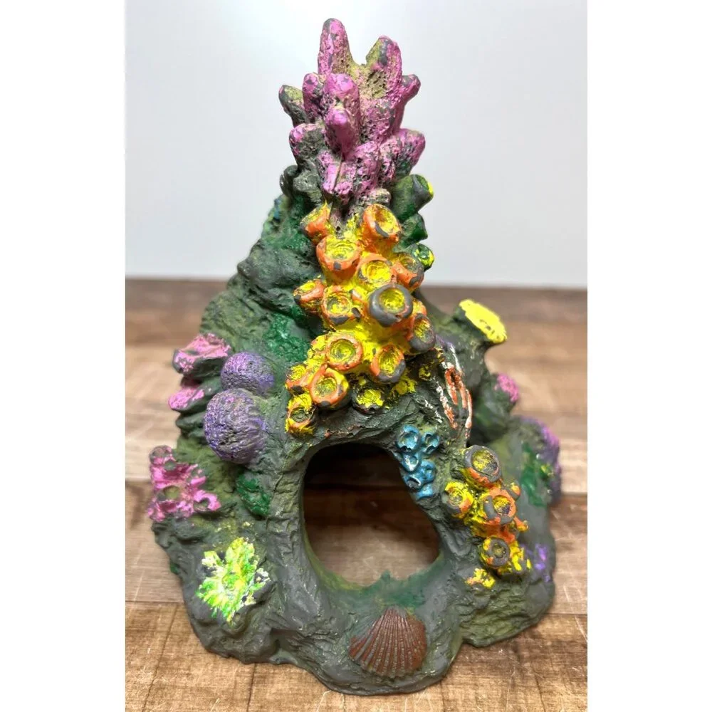 Colorful Resin Aquarium Decoration Coral Reef Cave